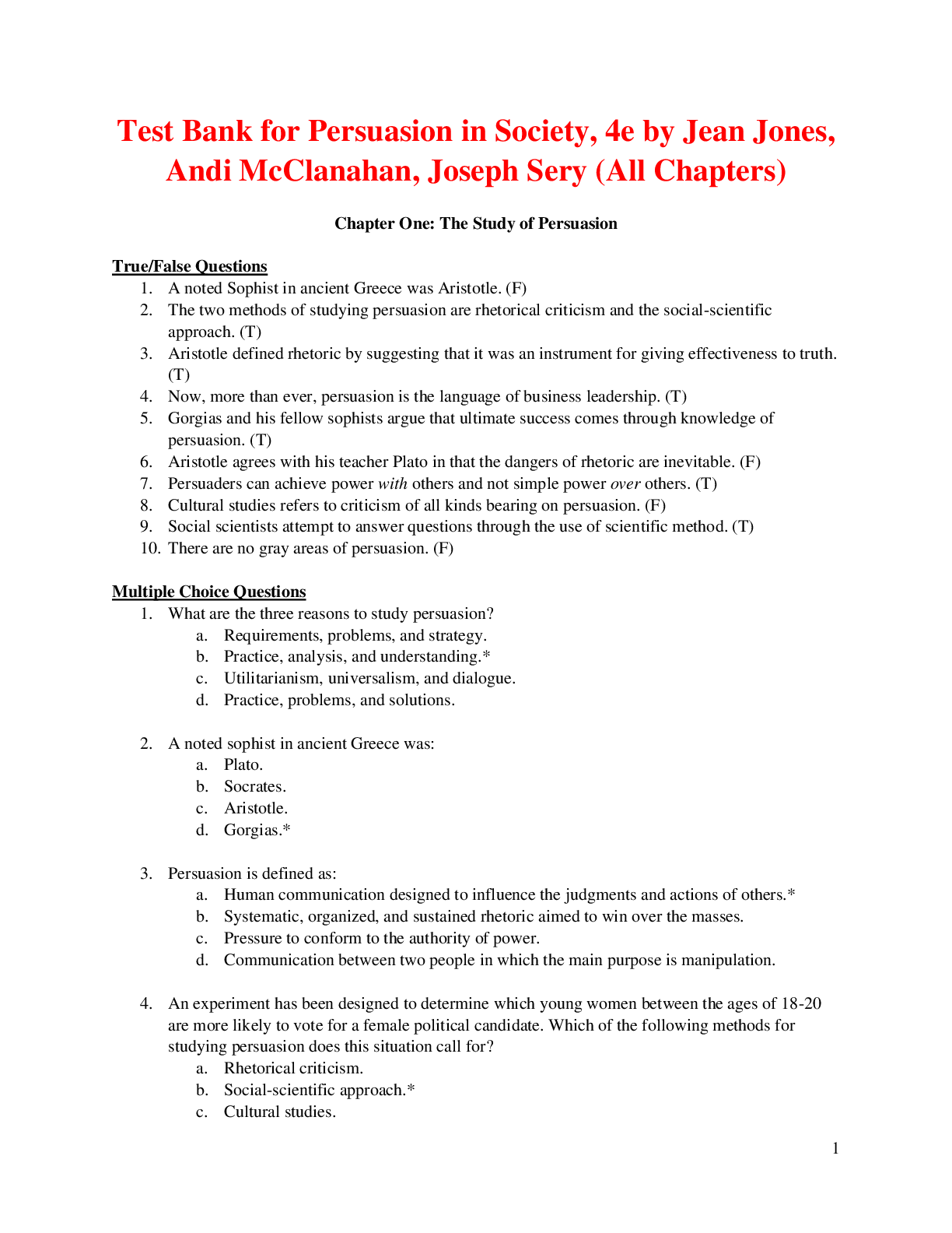 Recommended document preview for Persuasion in Society, 4e by Jean Jones, Andi McClanahan, Joseph Sery (Test Bank)